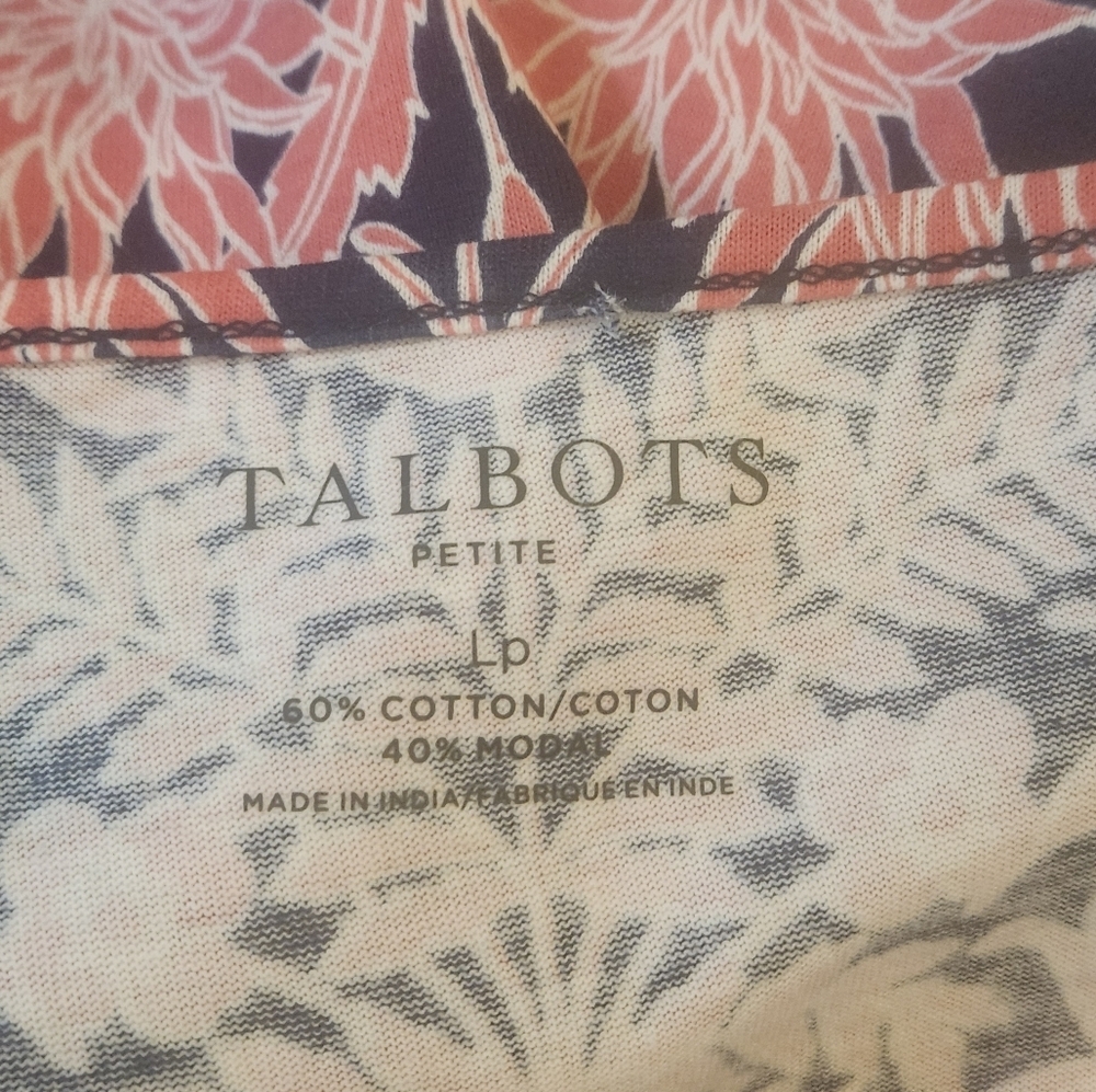 Talbots Pink Floral on Navy Blouse LP NWT (5960) - Picture 4 of 6